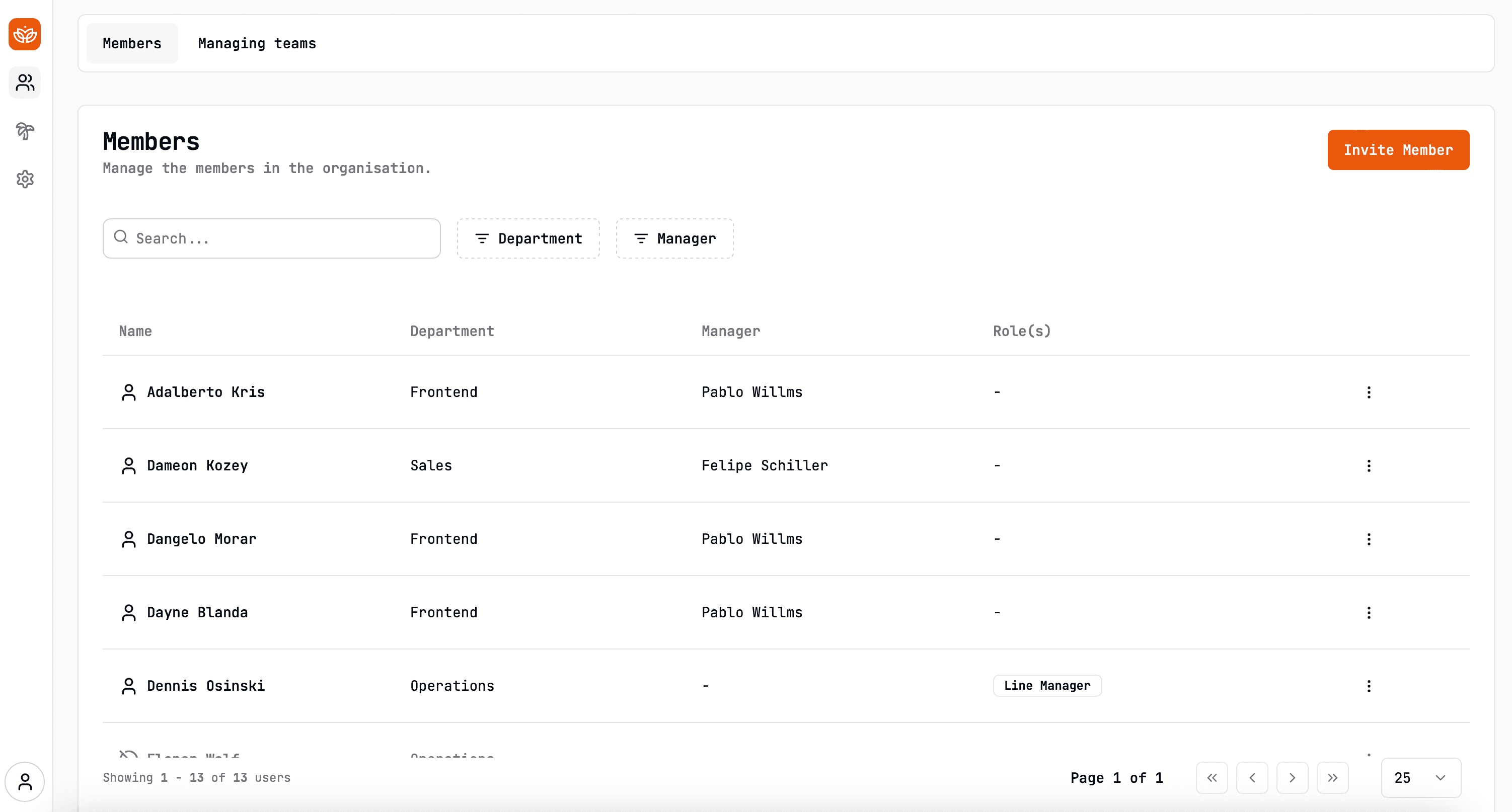 HR Hub dashboard screenshot